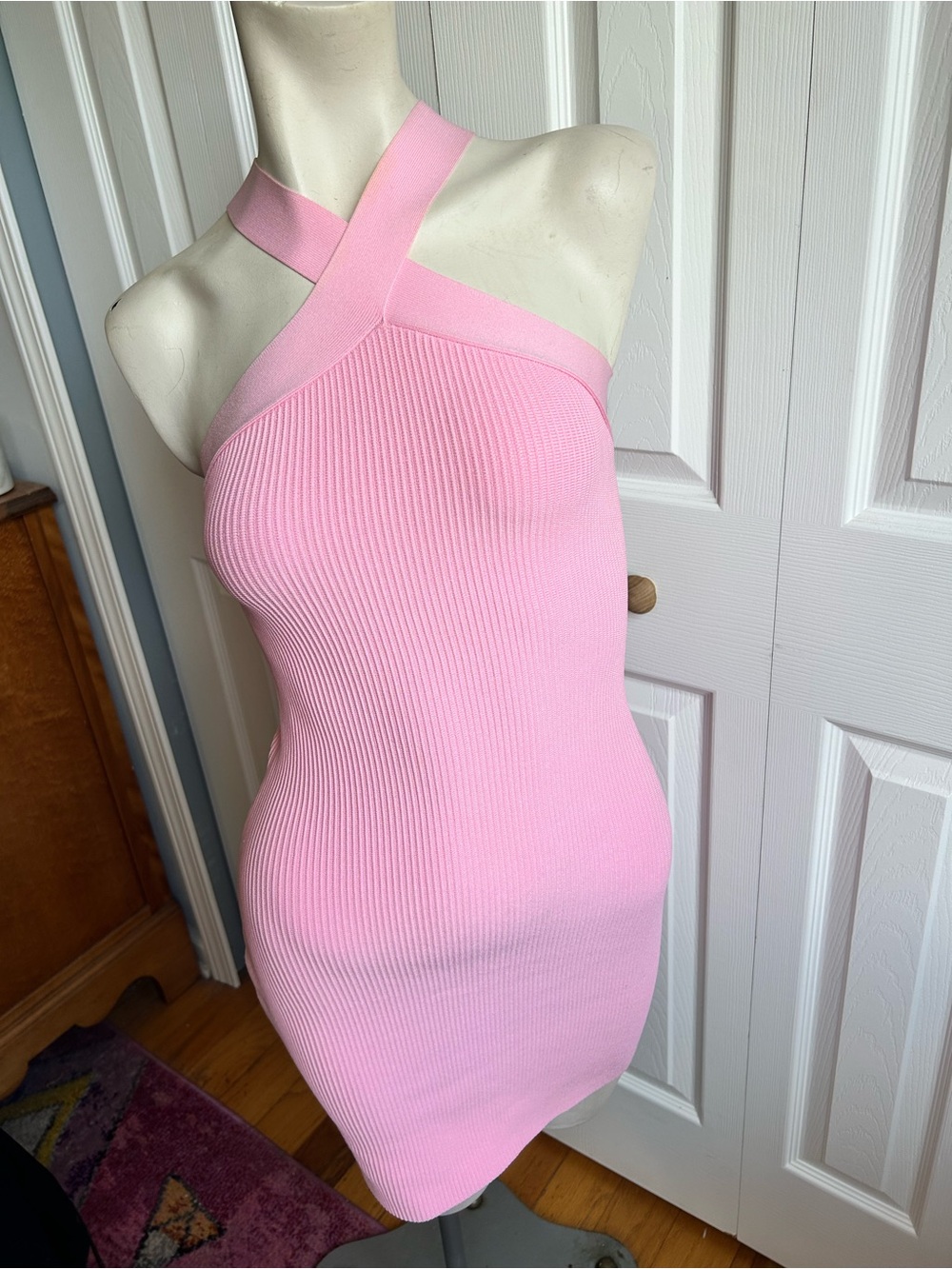 Aritzia / babaton sculpt knit Women’s Pink Ribbed Halter Bodycon dress size S